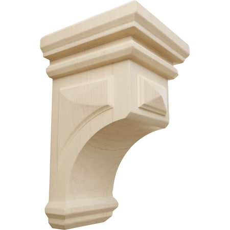 Ekena Millwork 3 1/2"W x 3 3/4"D x 6"H Mini Woodruff Wood Corbel, Rubberwood CORW03X03X06WFRW